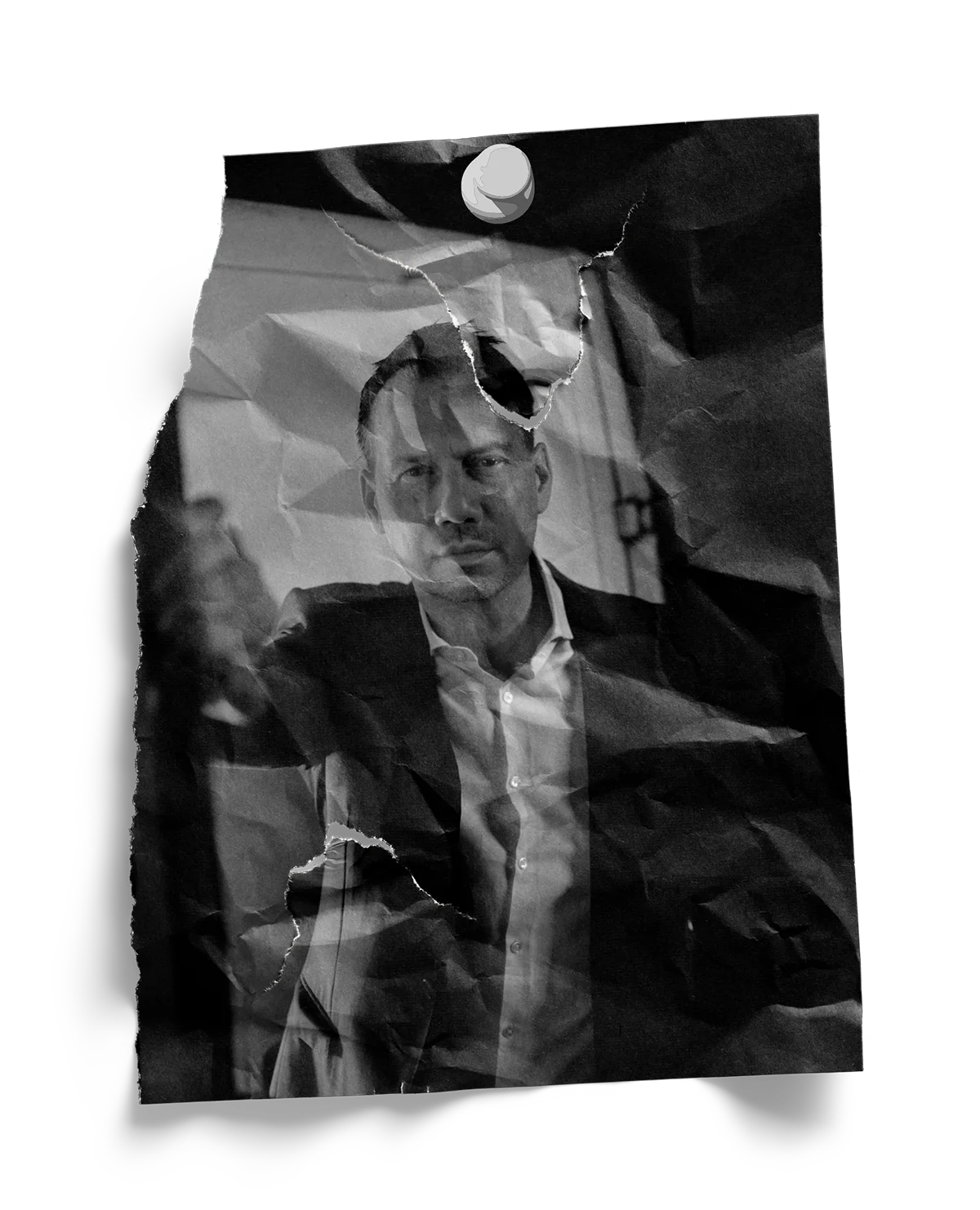 Crinkled photo of author Sebastian Fitzek
