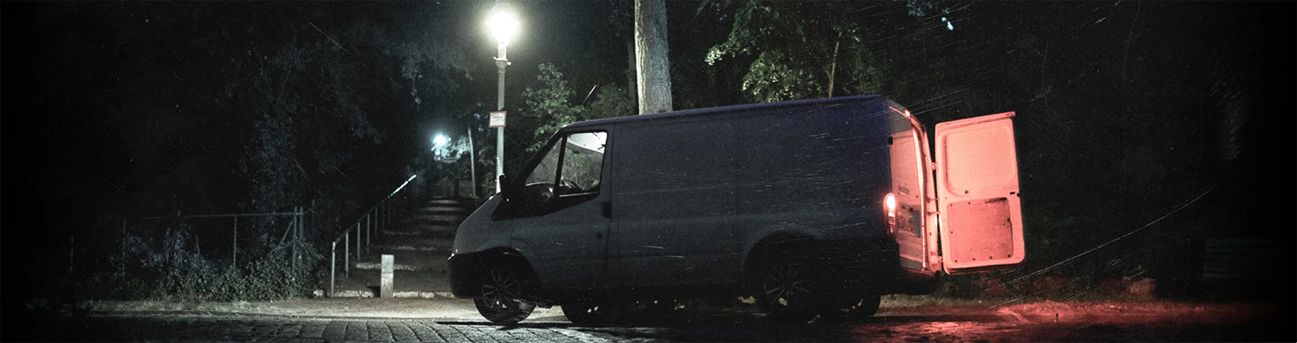 Playlist - Hero Background - Ominous Van at Night with Red Light